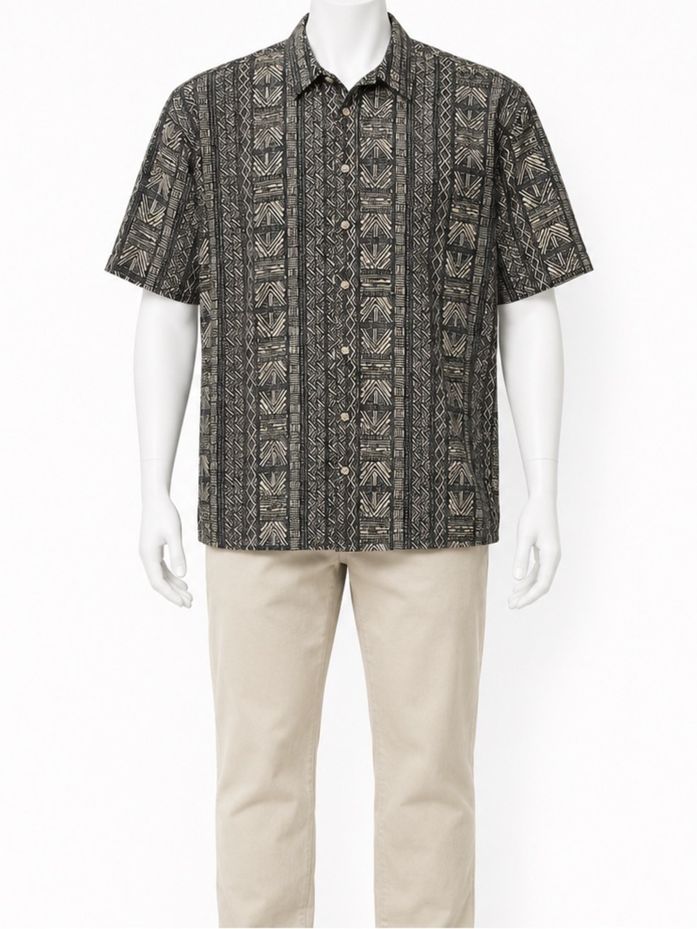 Cooke Street Honolulu Men’s XL Hawaiian Aloha Shirt Tribal Geometric Cotton